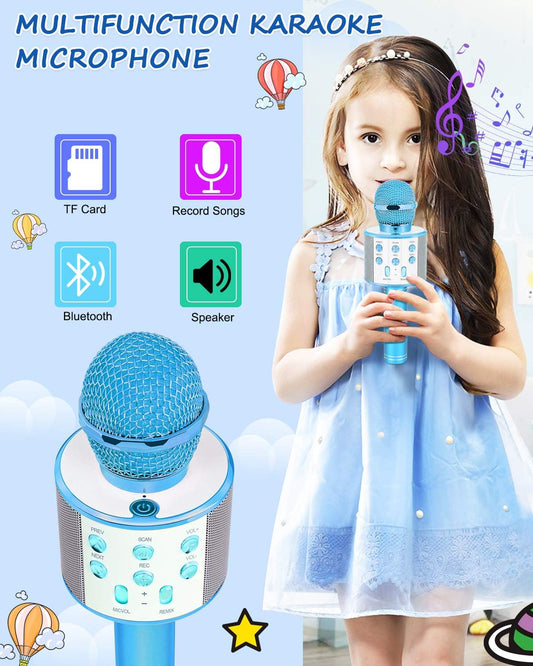 Kids Toys Age 5 6 7 8 9 10, Karaoke Microphone for Kids Popular Toys for Girl Boy Age 5-12 Birthday Gifts for Teen Girls Boys Age 5-12 Party Gift for Girl Boy Age 4-12 - Blue